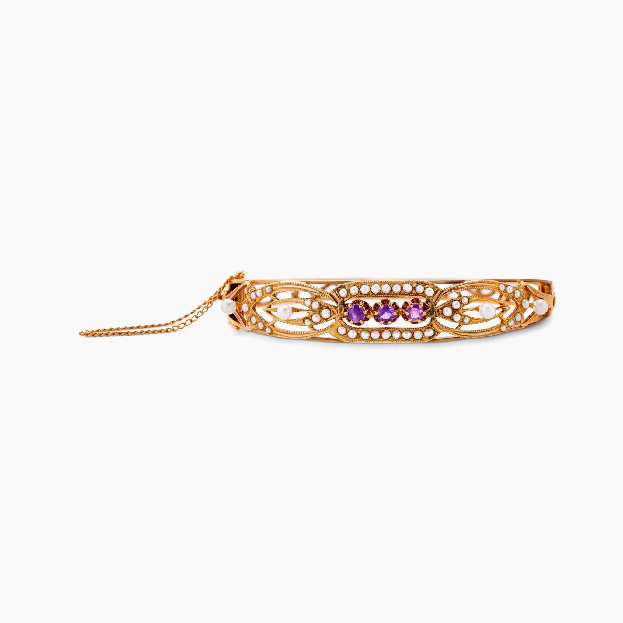 Amethyst & pearl bangle