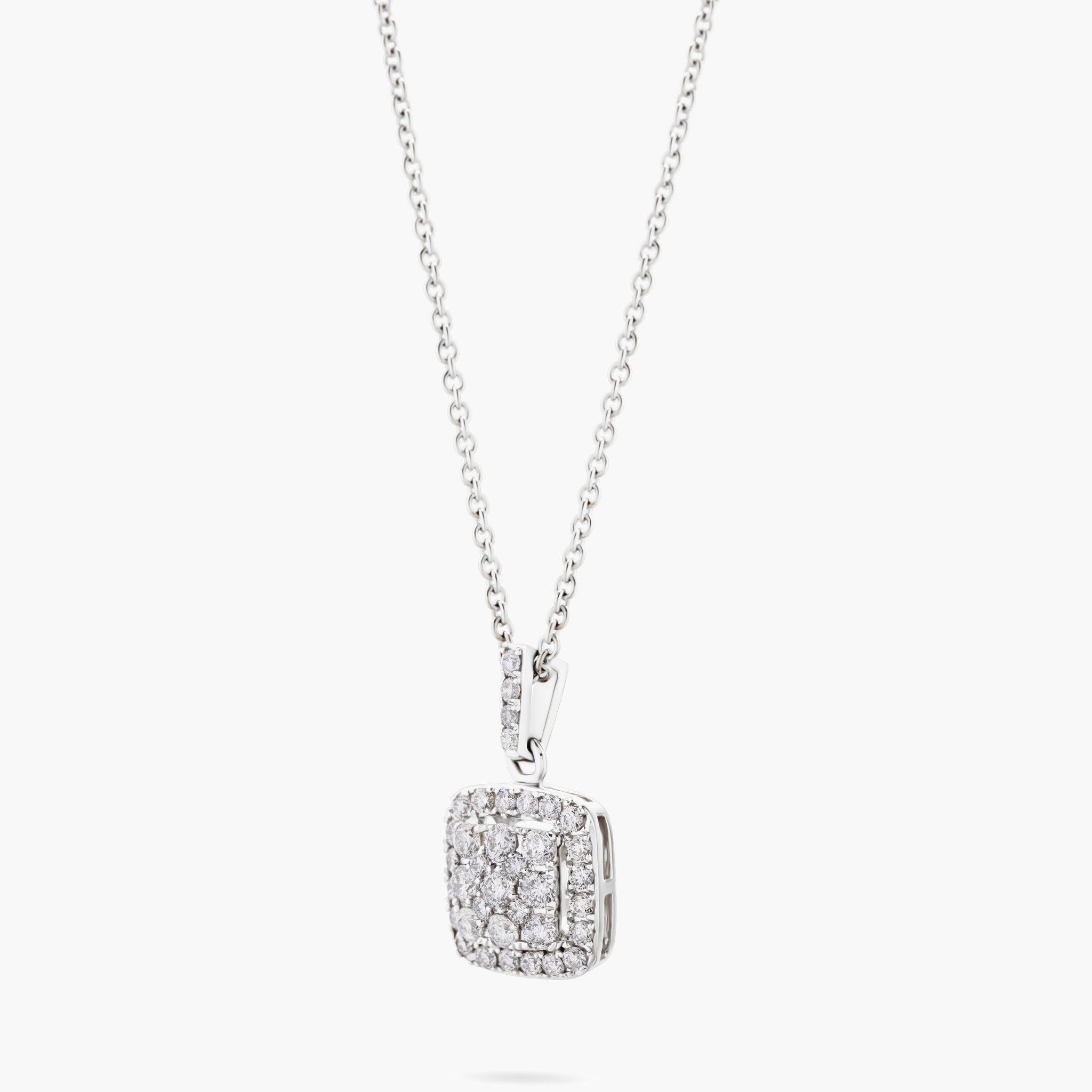 Soft square diamond pendant