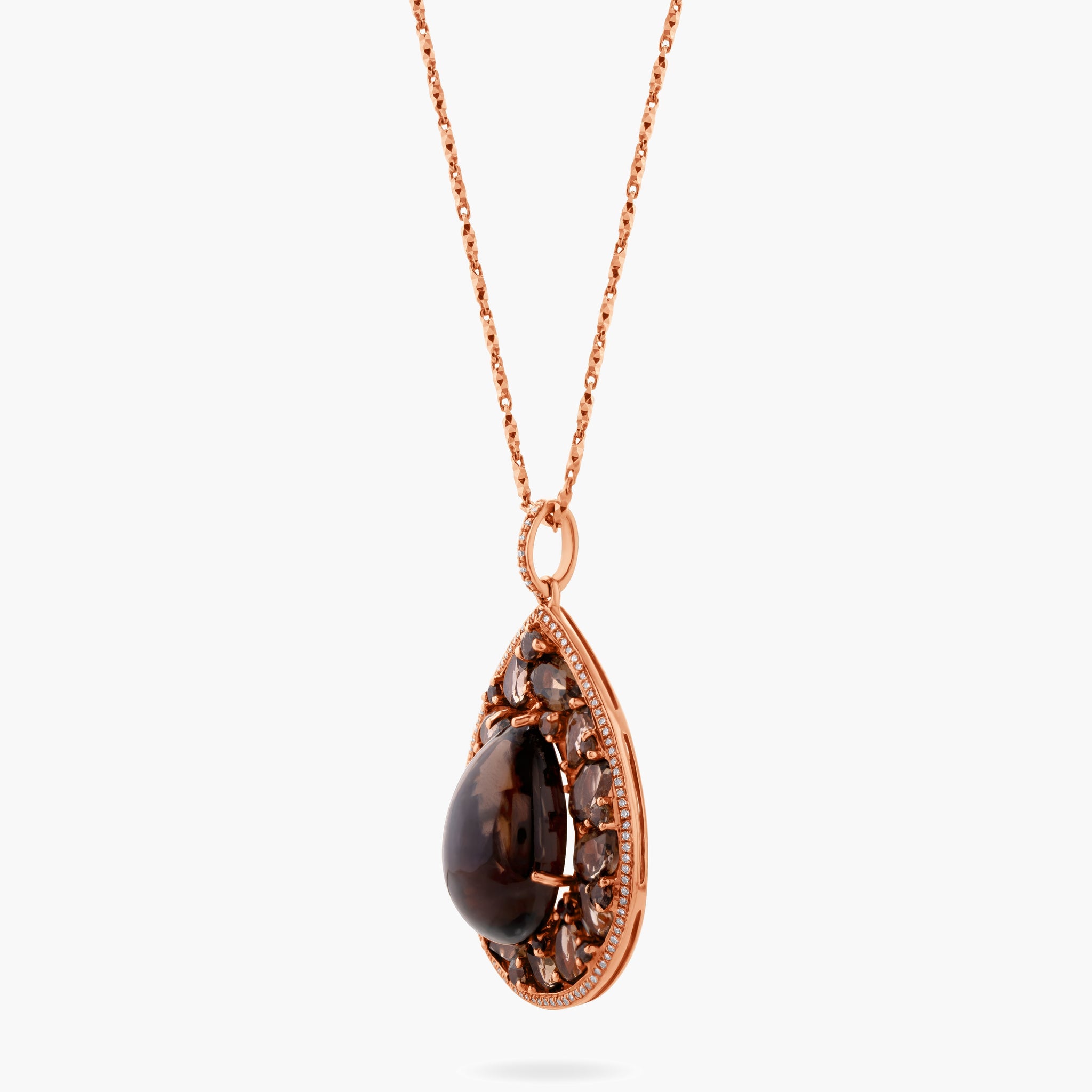 Brown quartz pear drop pendant