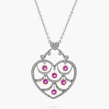 Fancy pink sapphire & diamond heart pendant