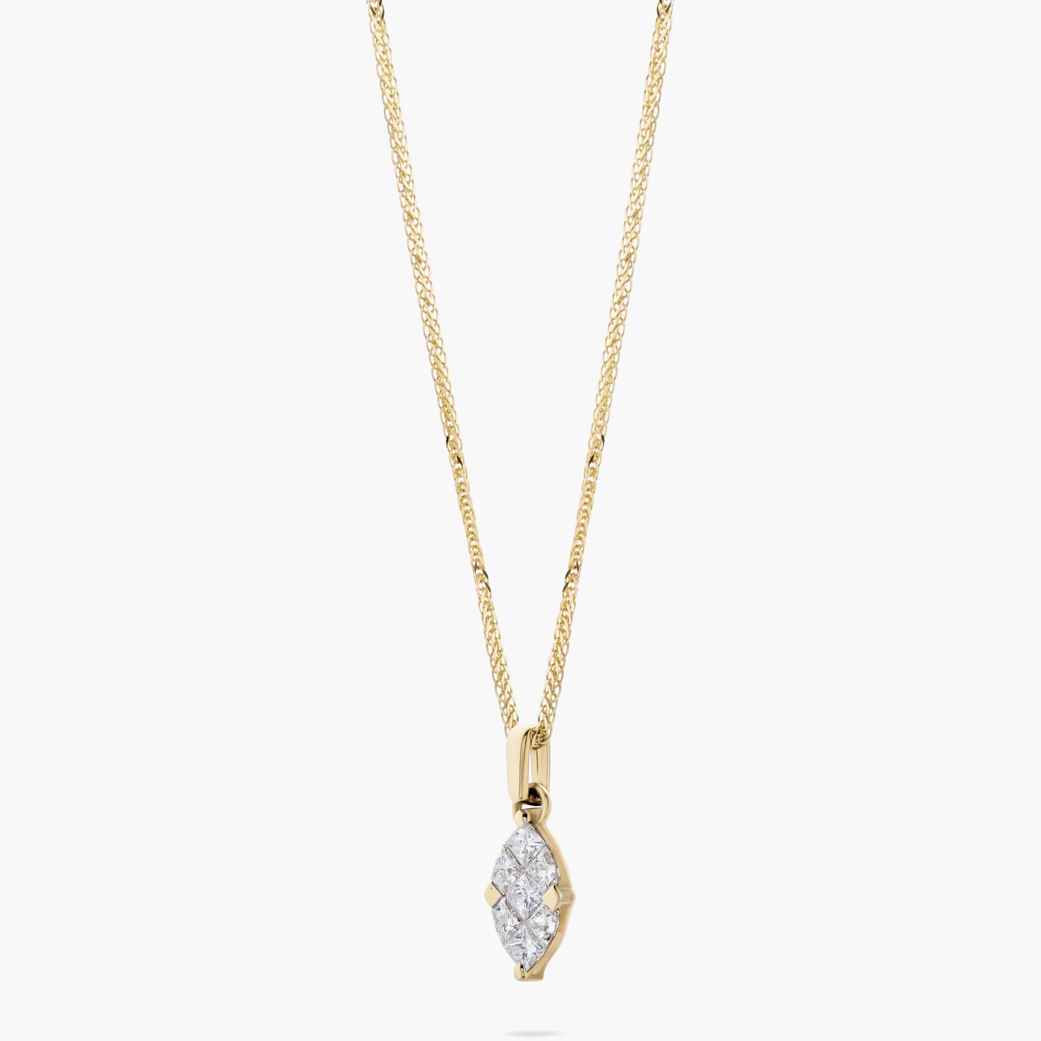 Illusion set navette diamond pendant