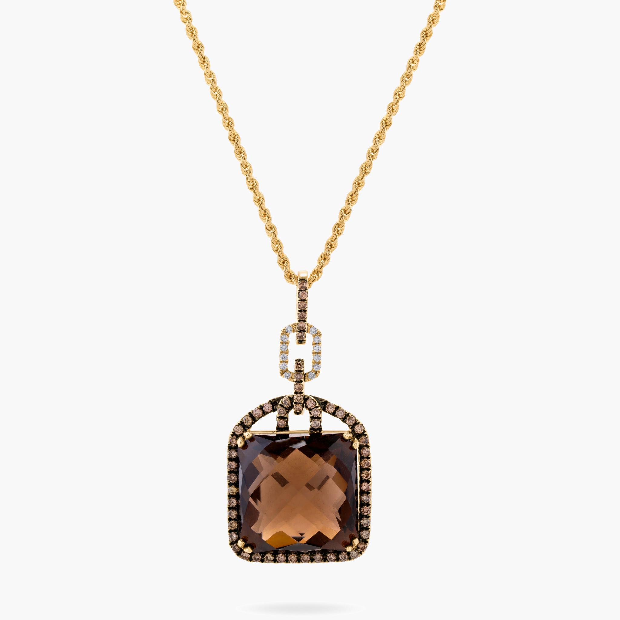 Smokey Quartz and diamond pendant