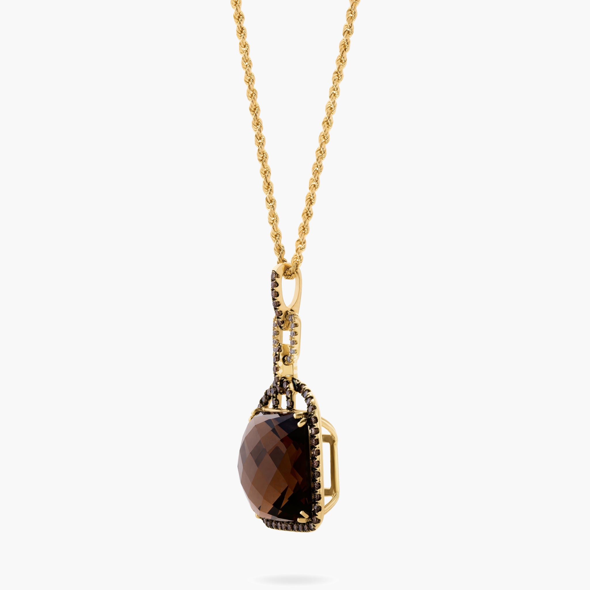 Smokey Quartz and diamond pendant