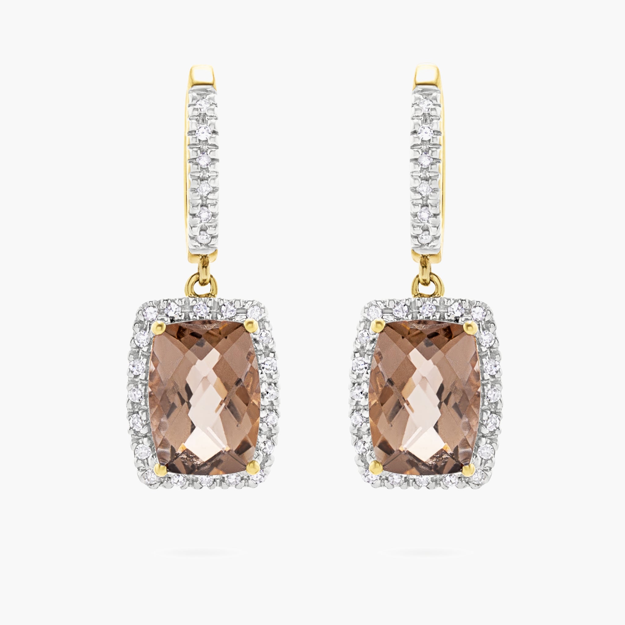 Smokey topaz & diamond drop earrings