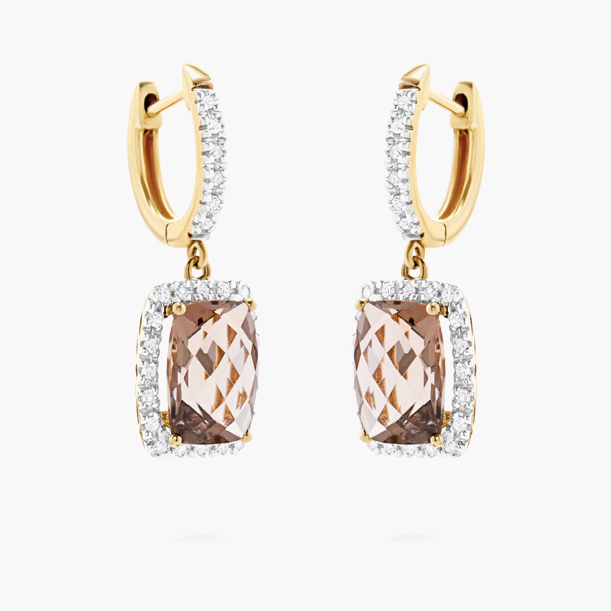 Smokey topaz & diamond drop earrings