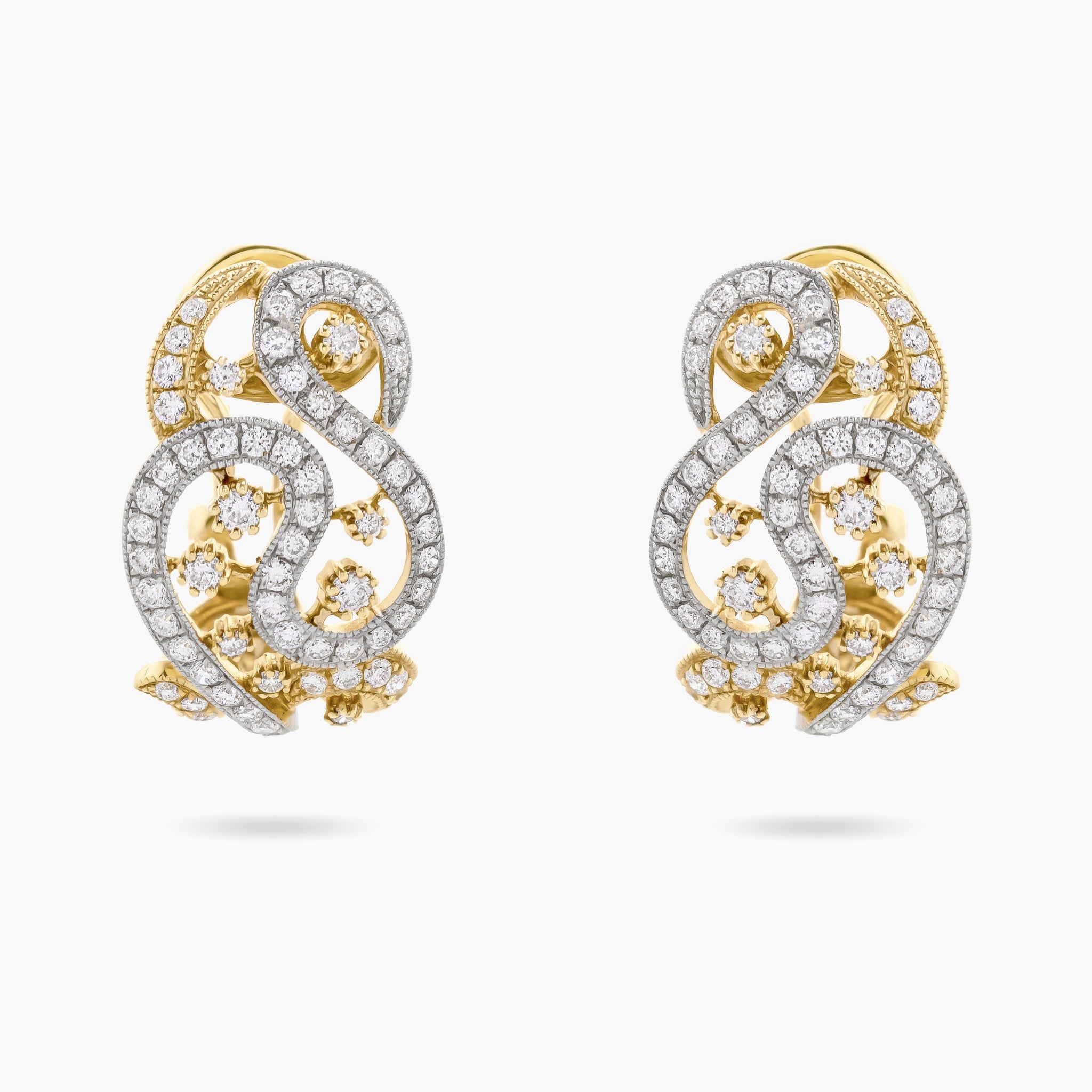 Fancy 2 tone diamond FB earrings