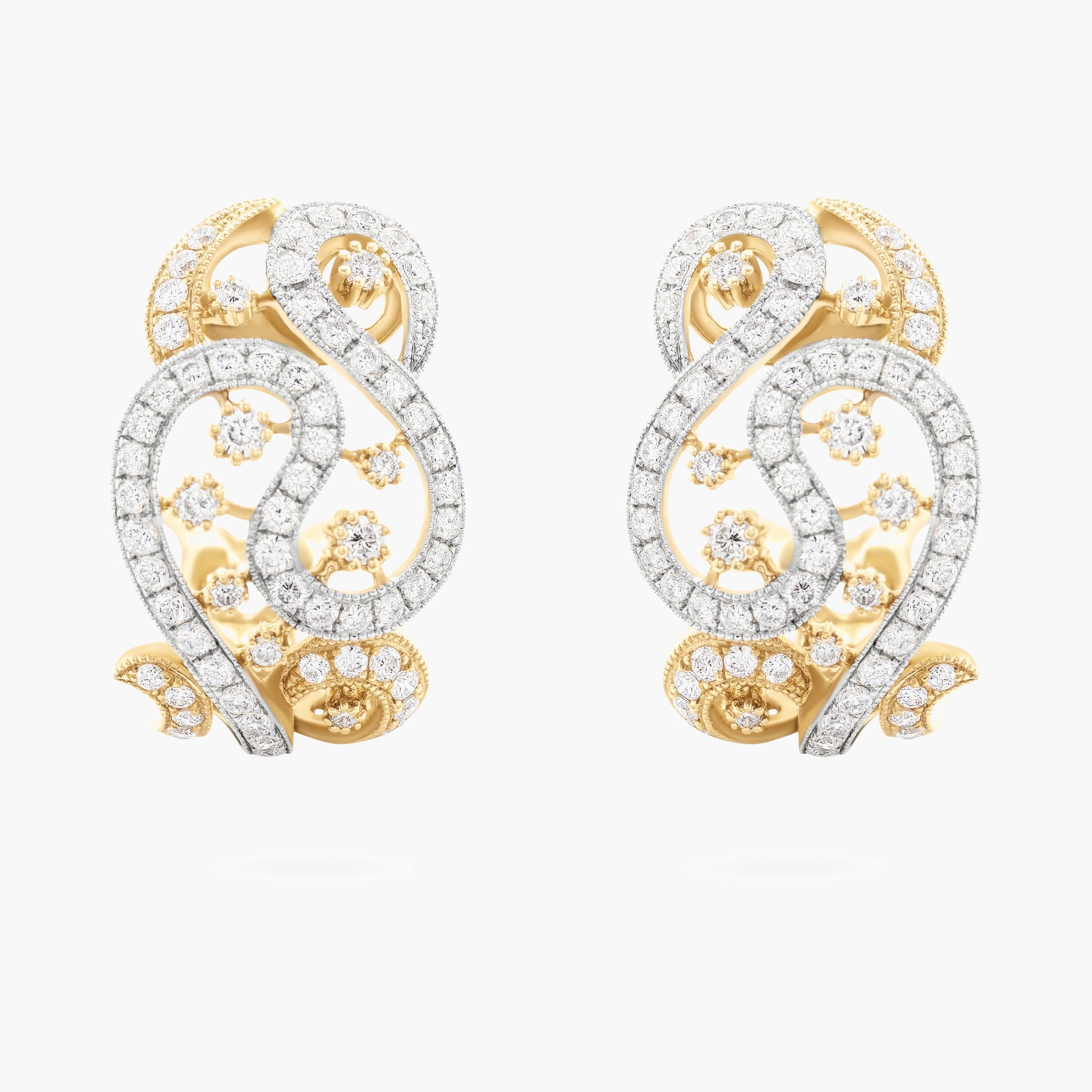 Fancy 2 tone diamond FB earrings