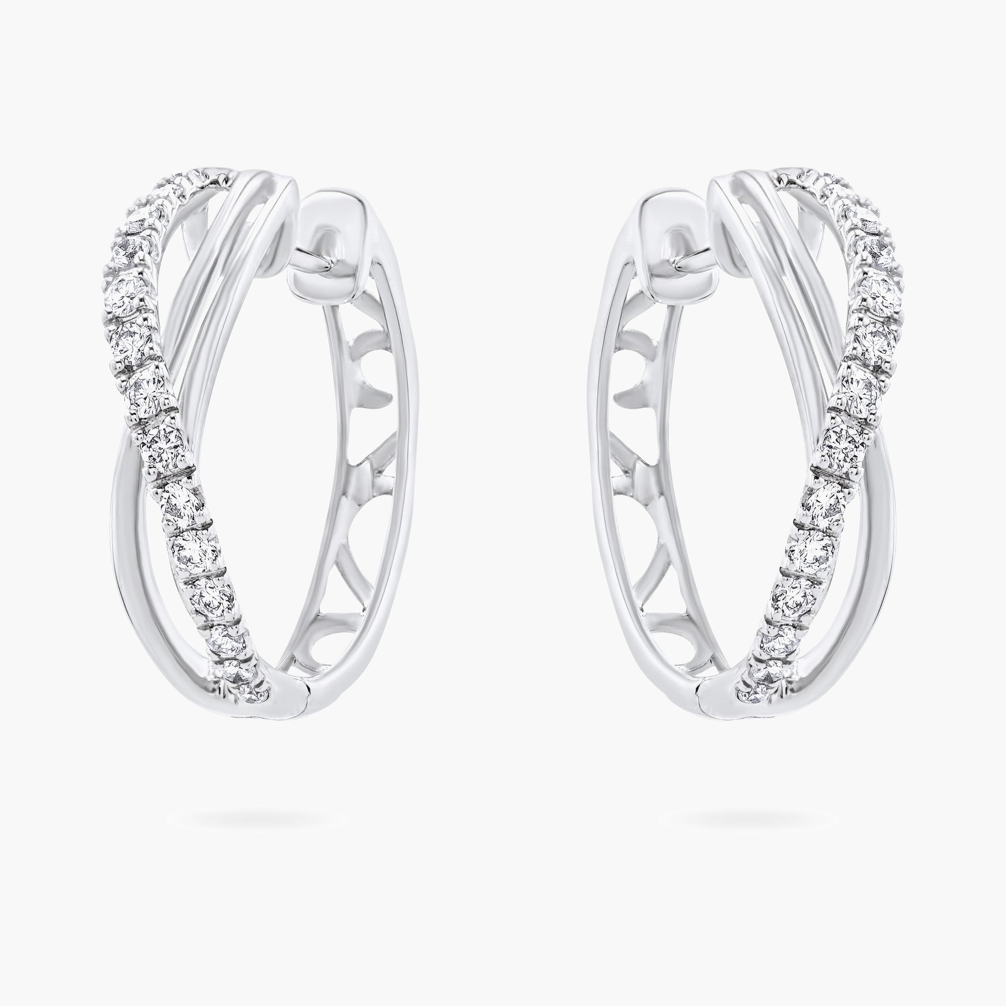 Pave twisted Hoop earrings (single row)