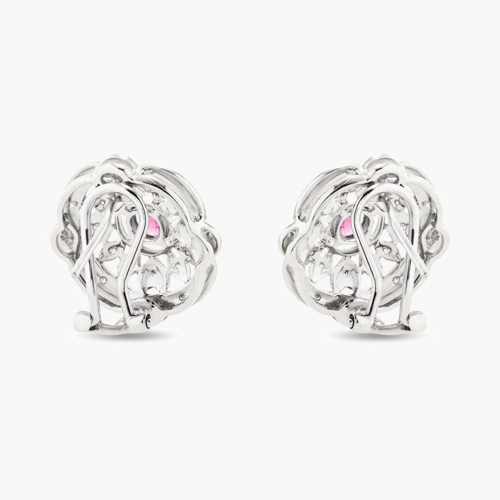 Pink Sapphire and diamond earrings