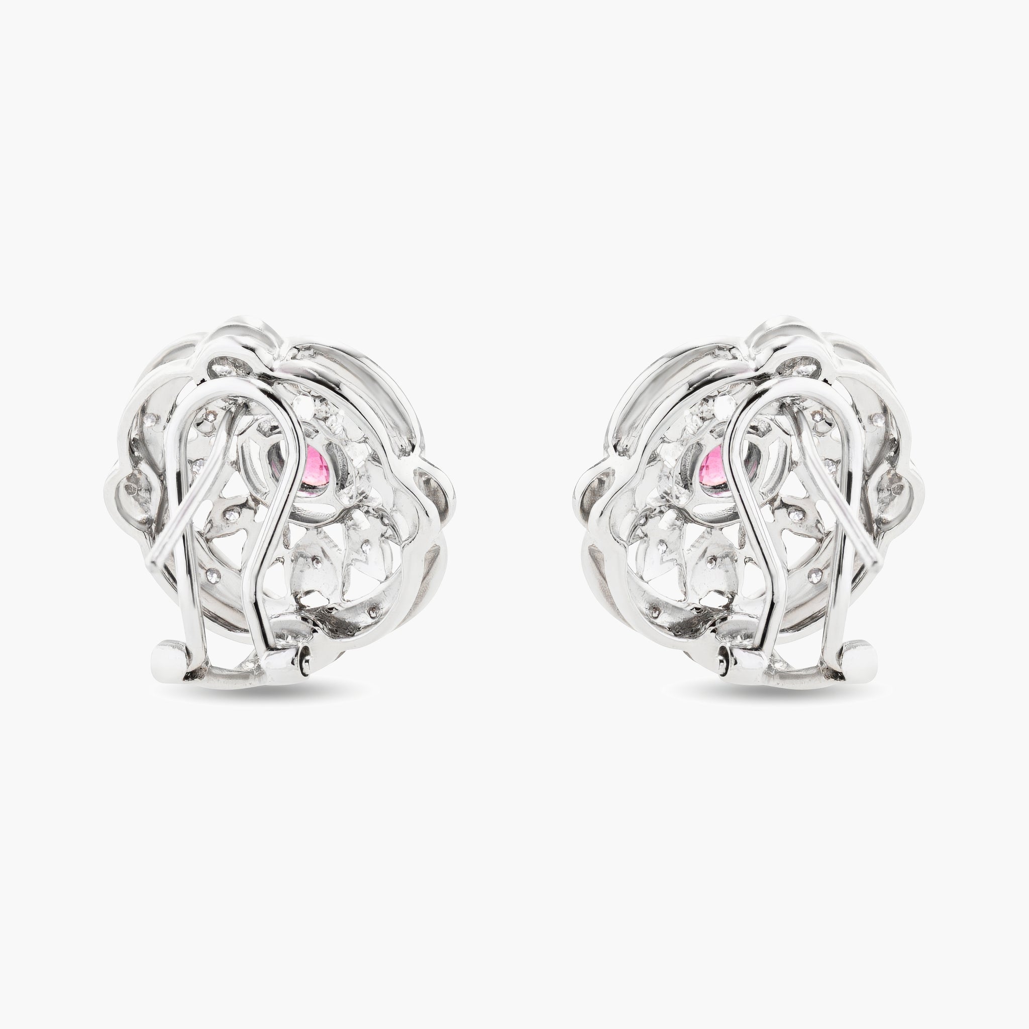 Pink Sapphire and diamond earrings