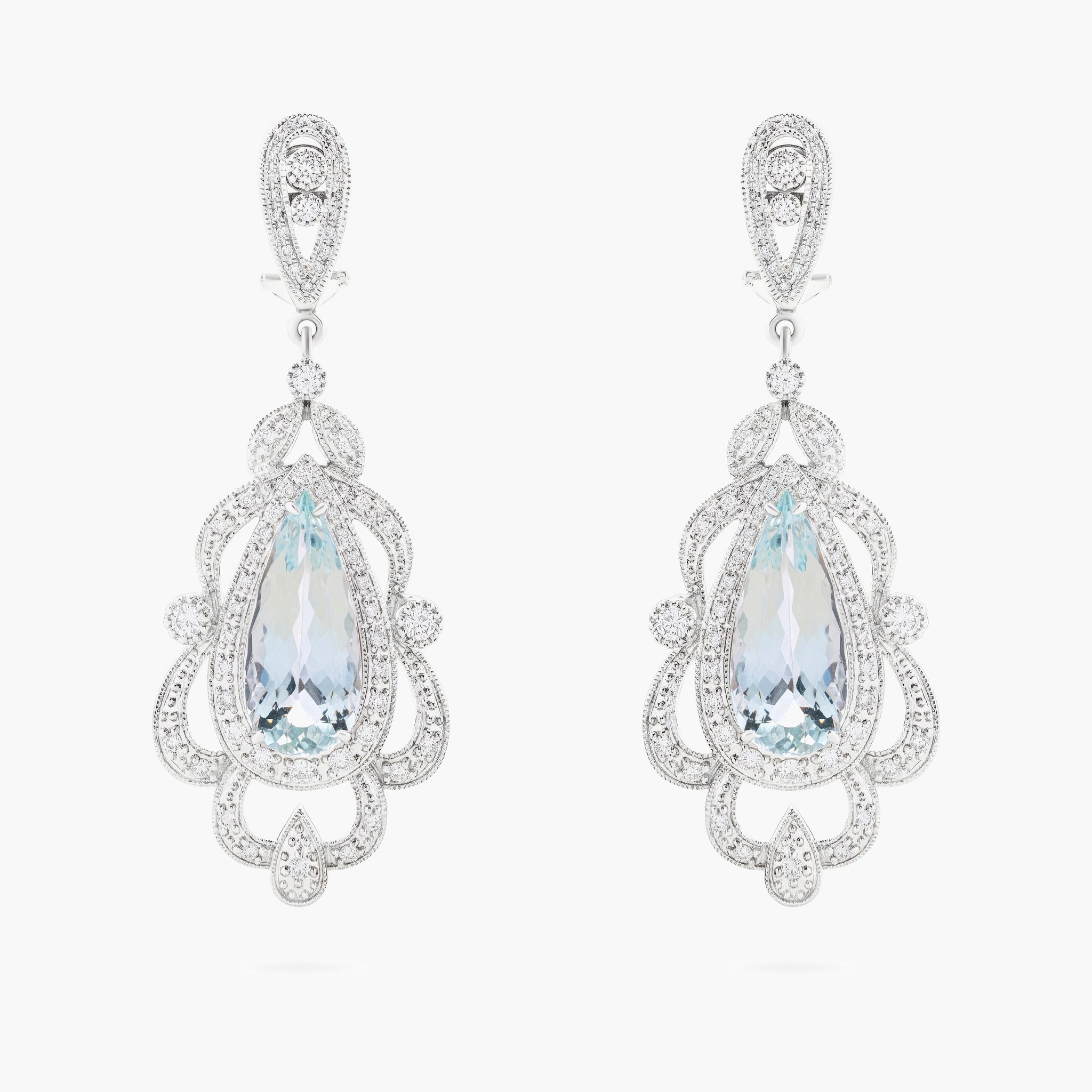 Aquamarine and diamond chandelier earrings