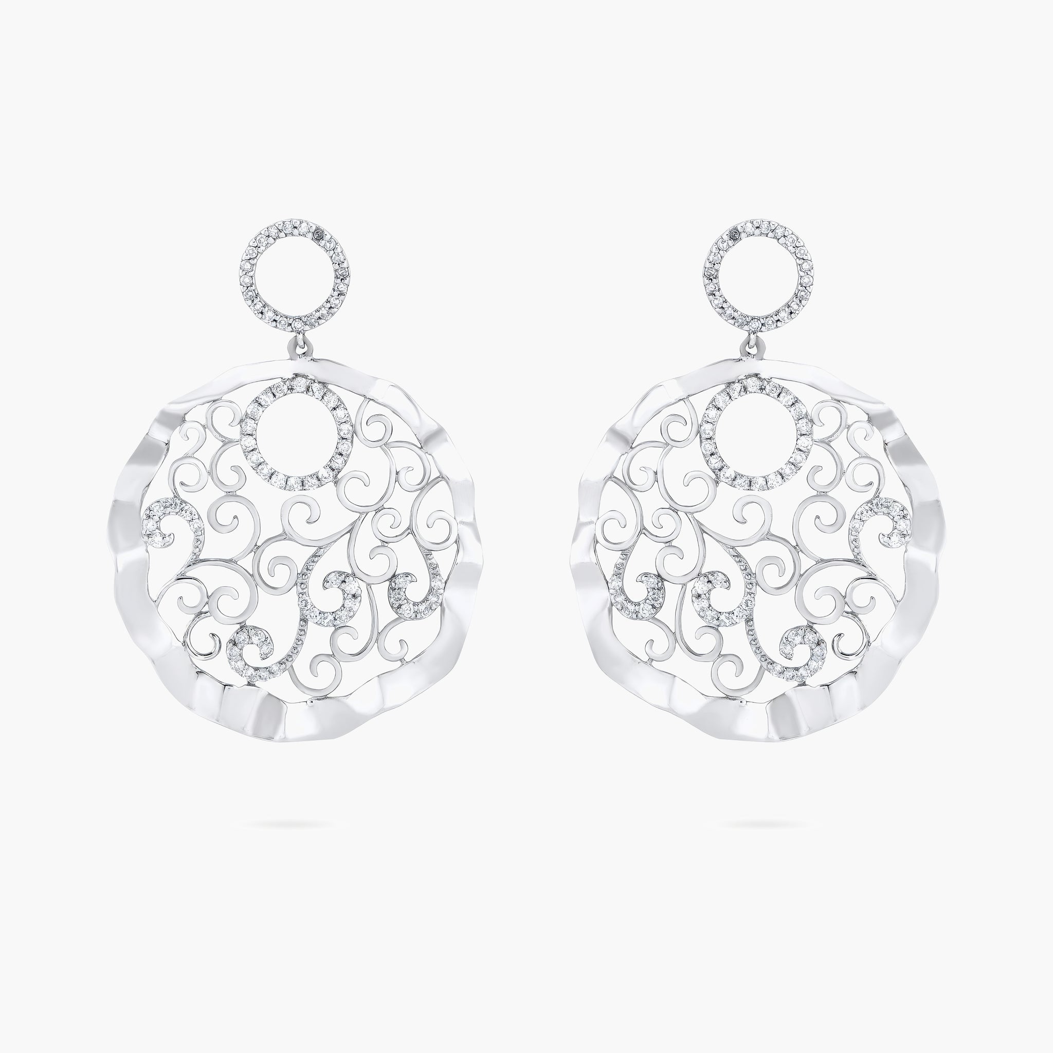 Fancy wavy diamond drop earrings