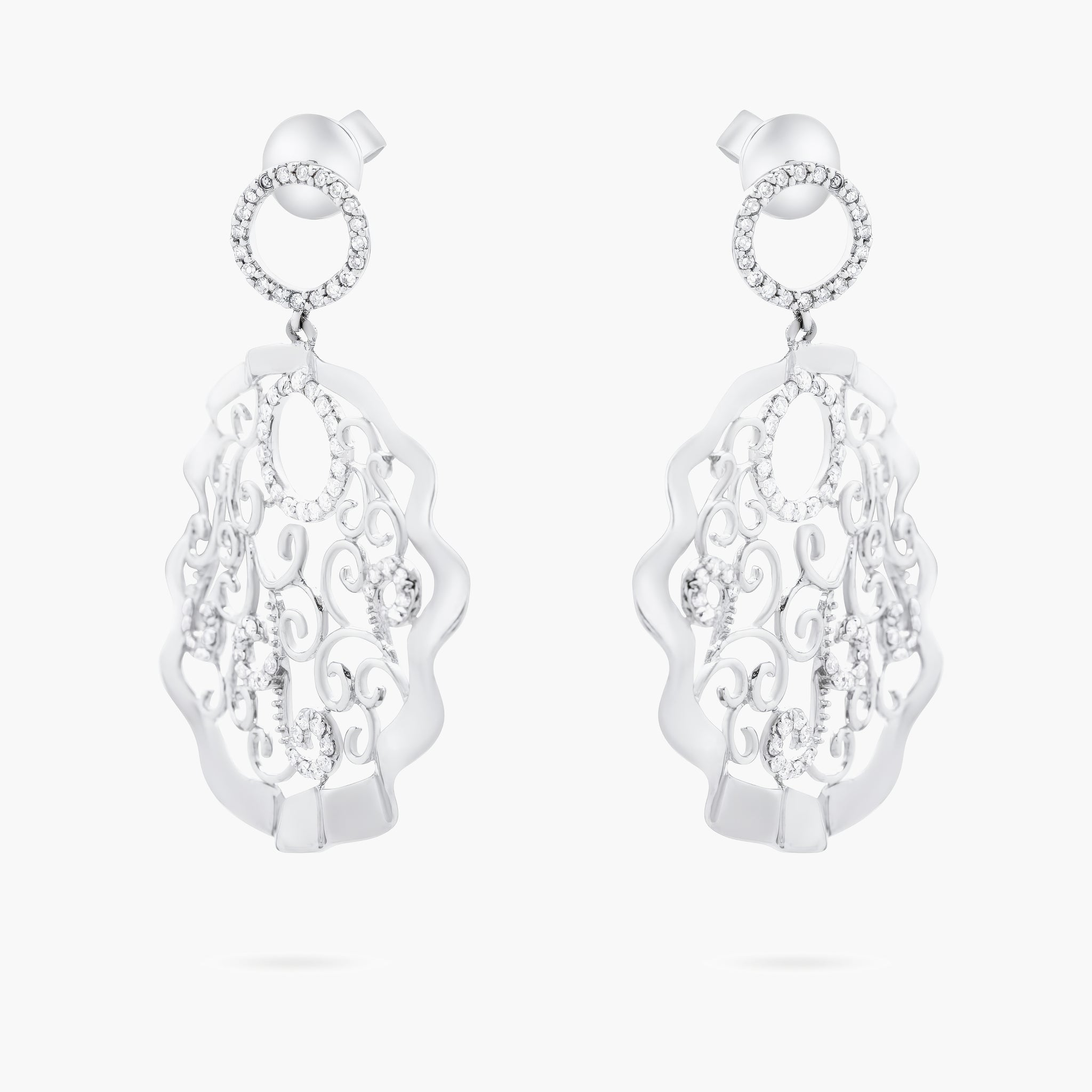 Fancy wavy diamond drop earrings