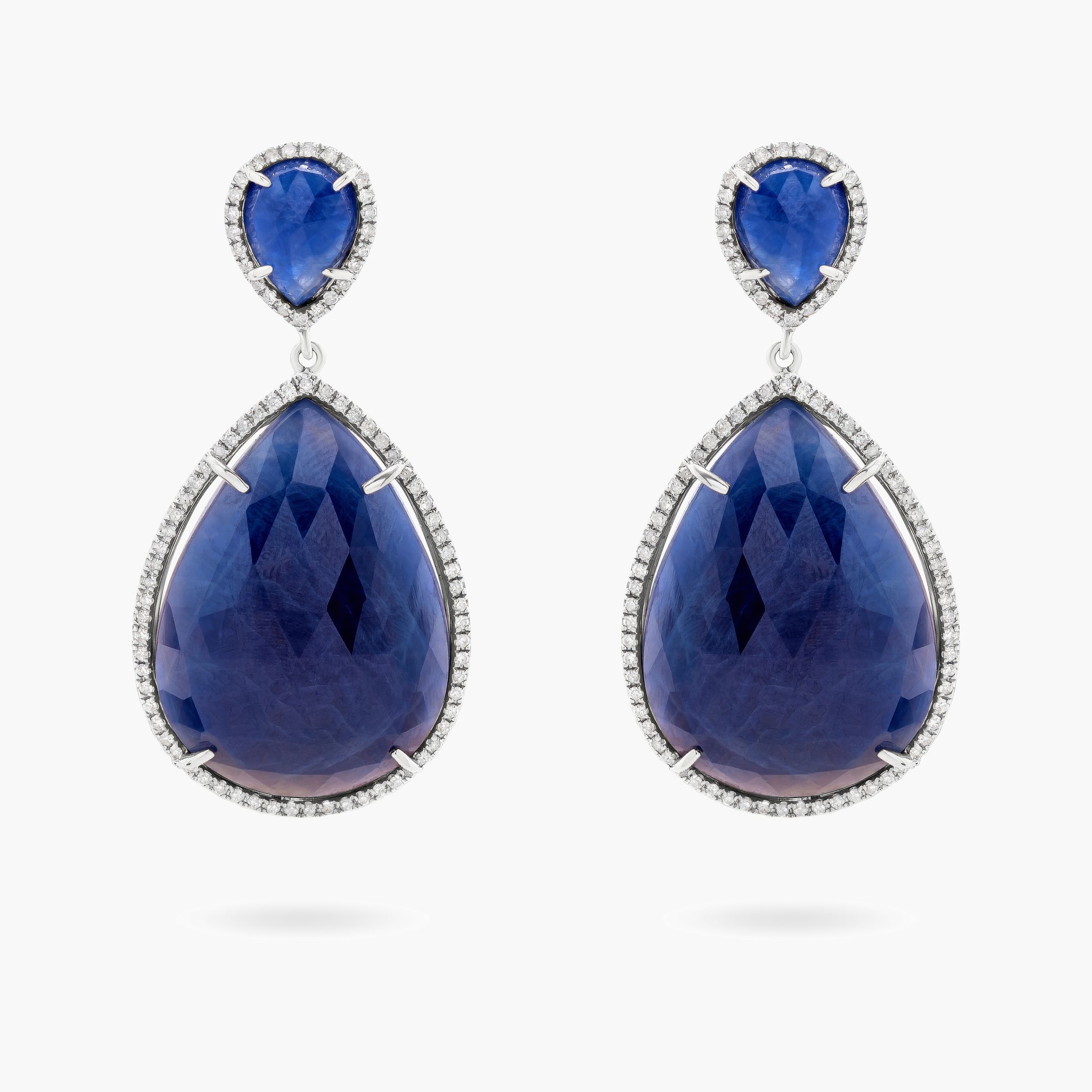 Blue sapphire and diamond drop earrings