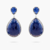 Blue sapphire and diamond drop earrings