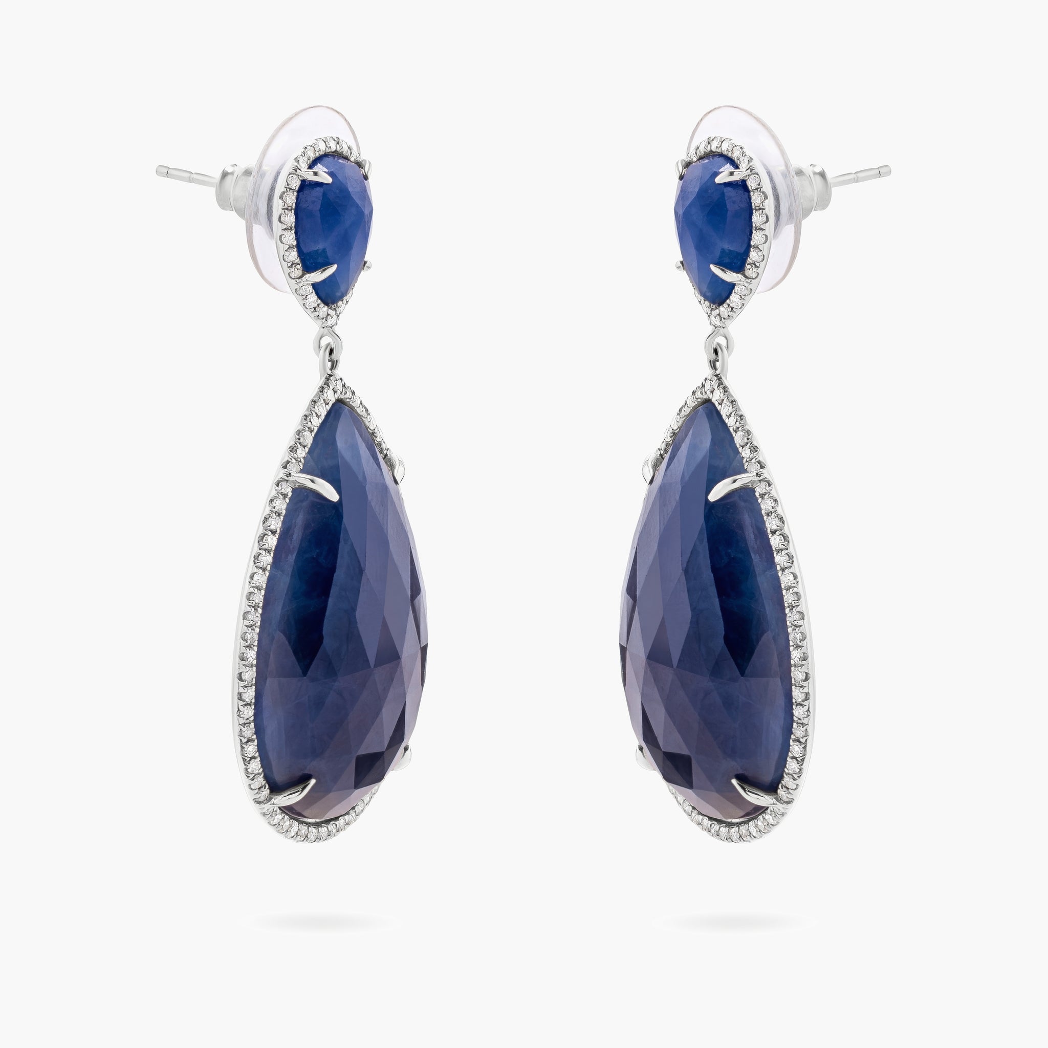 Blue sapphire and diamond drop earrings