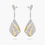 Pave diamond & fancy filigree chandelier earrings