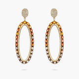 Multicolour Sapphire and diamond oval drop earrings