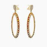 Multicolour Sapphire and diamond oval drop earrings