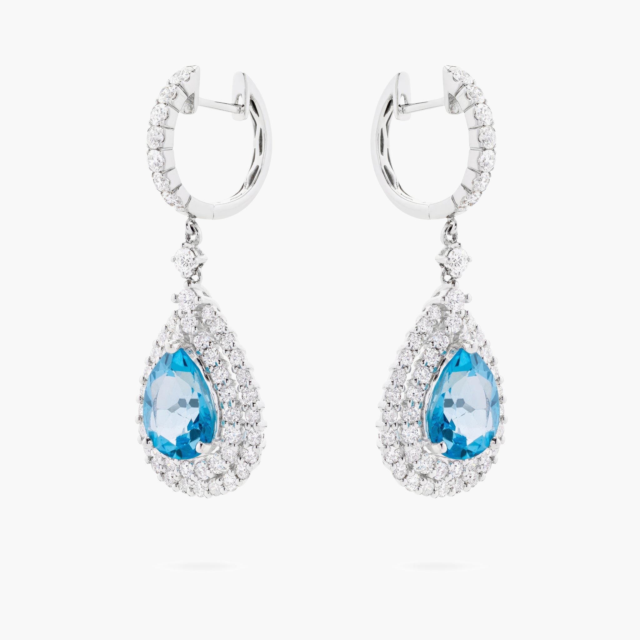 Blue topaz and diamond drop earrings