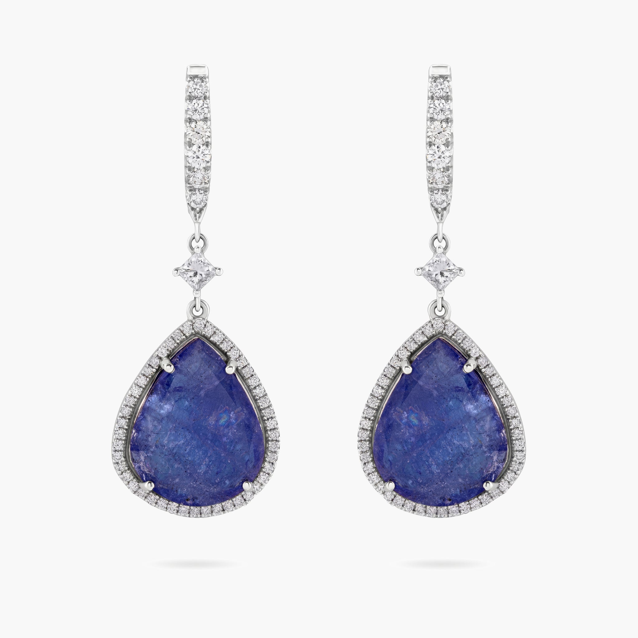 Tanzanite & diamond drop earrings