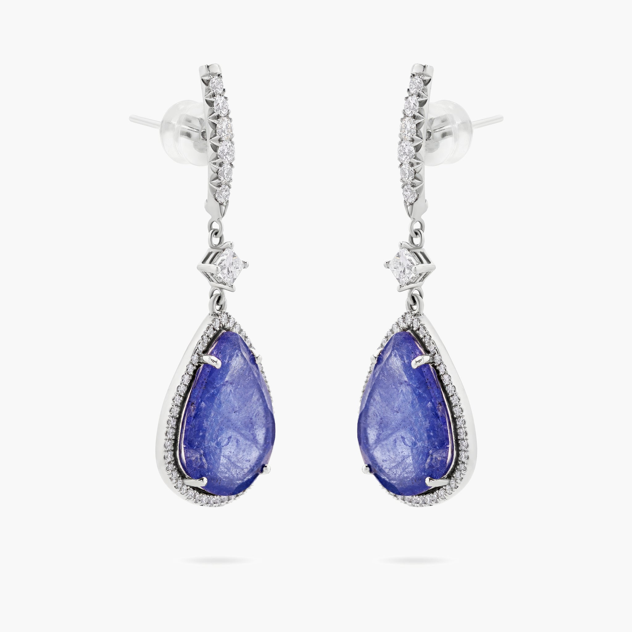 Tanzanite & diamond drop earrings