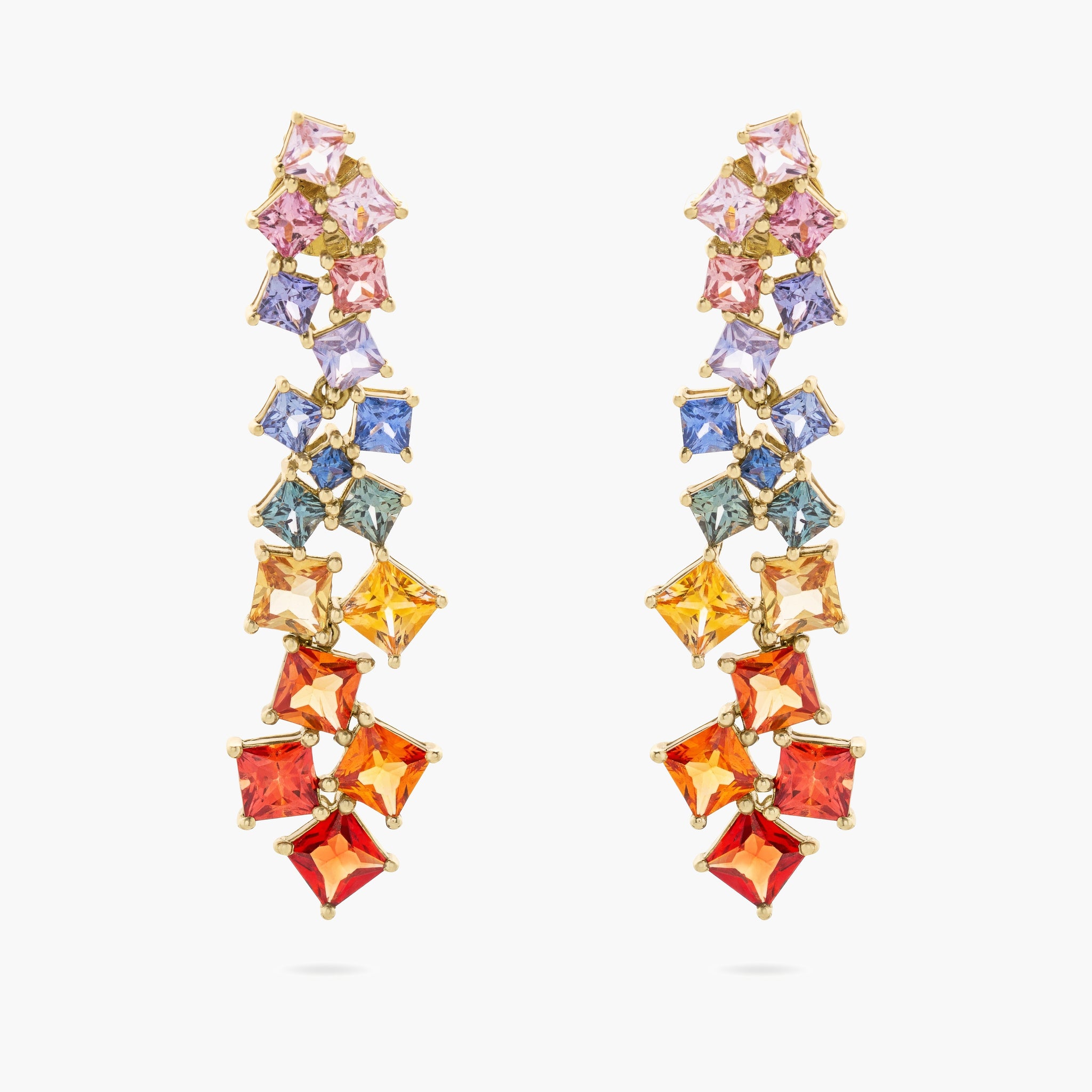 Multicolour sapphire drop earrings