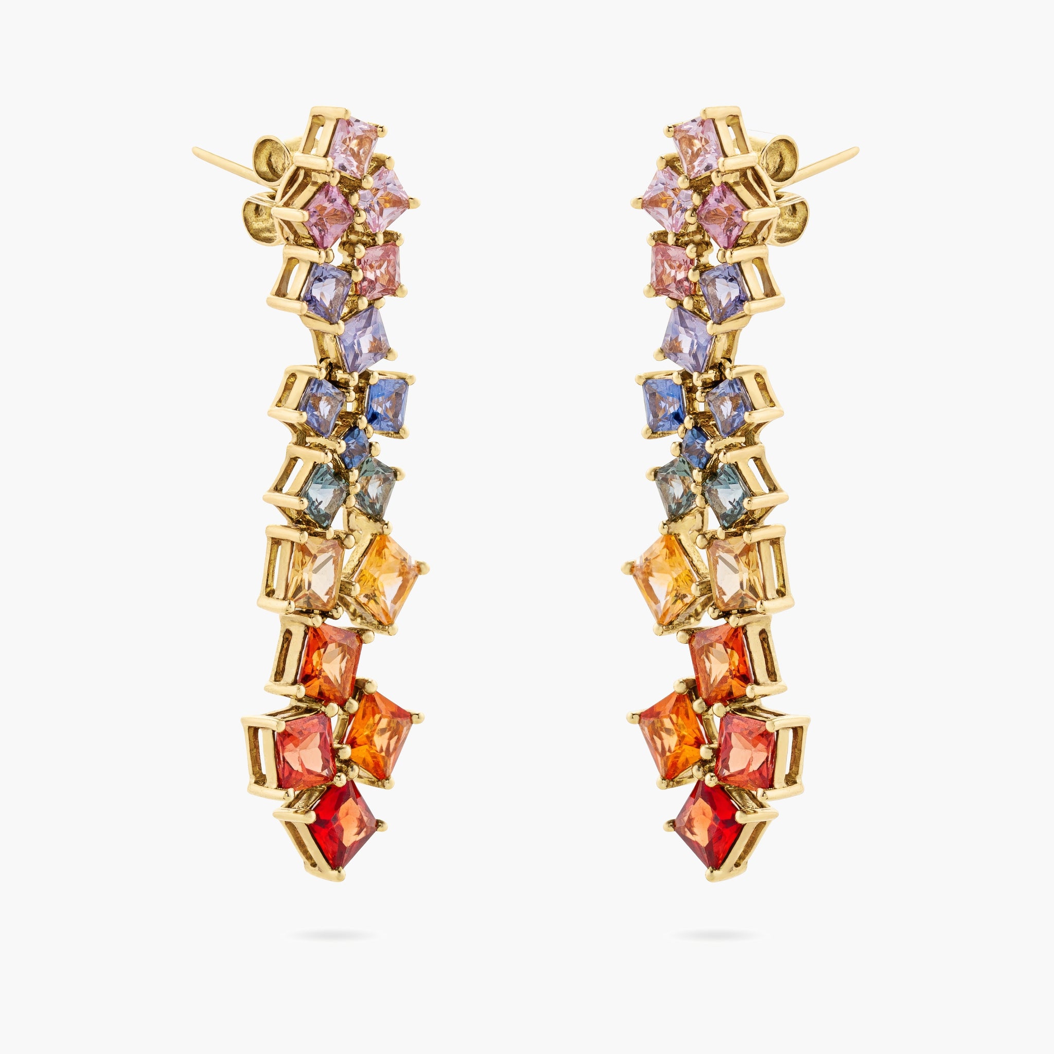 Multicolour sapphire drop earrings