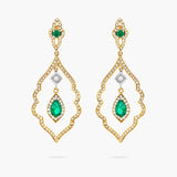 Emerald and diamond chandelier earrings