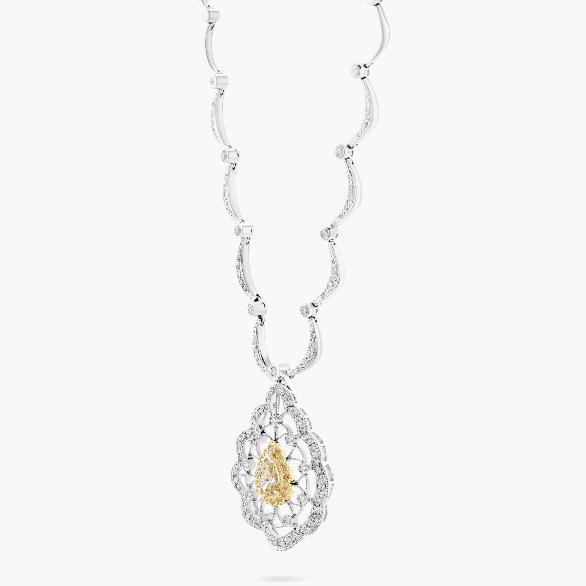 Diamond scalloped necklace w diamond scalloped pendant