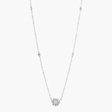 Diamond flower necklace w diamond station chain