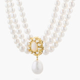 Opal & diamond 3 strand pearl necklace