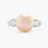 Diamond and gold pearl ring