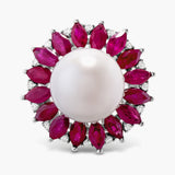 South sea pearl & ruby ring