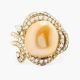 Gold SS pearl & diamond ring