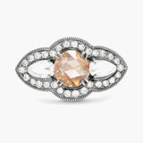 White gold yellow rosecut diamond ring