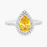 Fancy yellow pearshape diamond ring