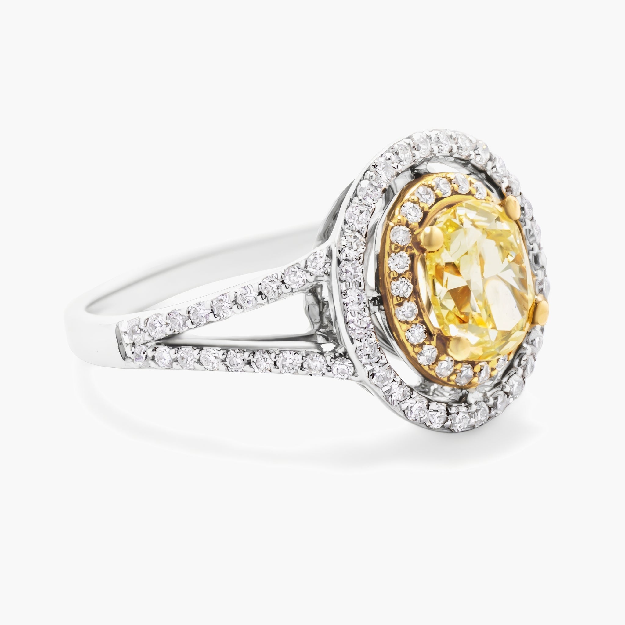 Yellow oval diamond ring
