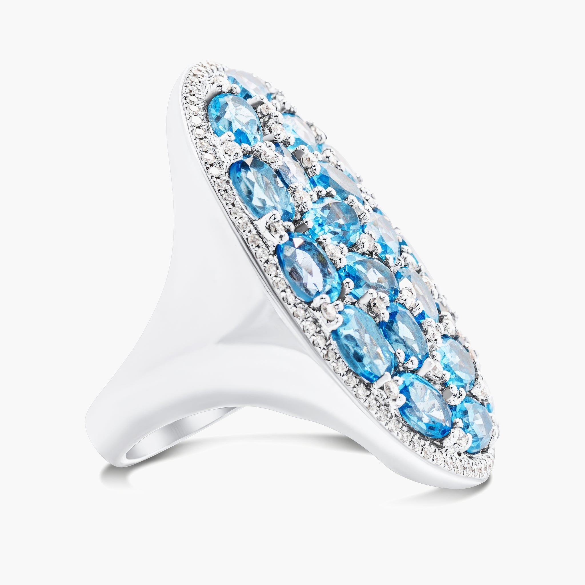 Blue topaz and diamond oval ring