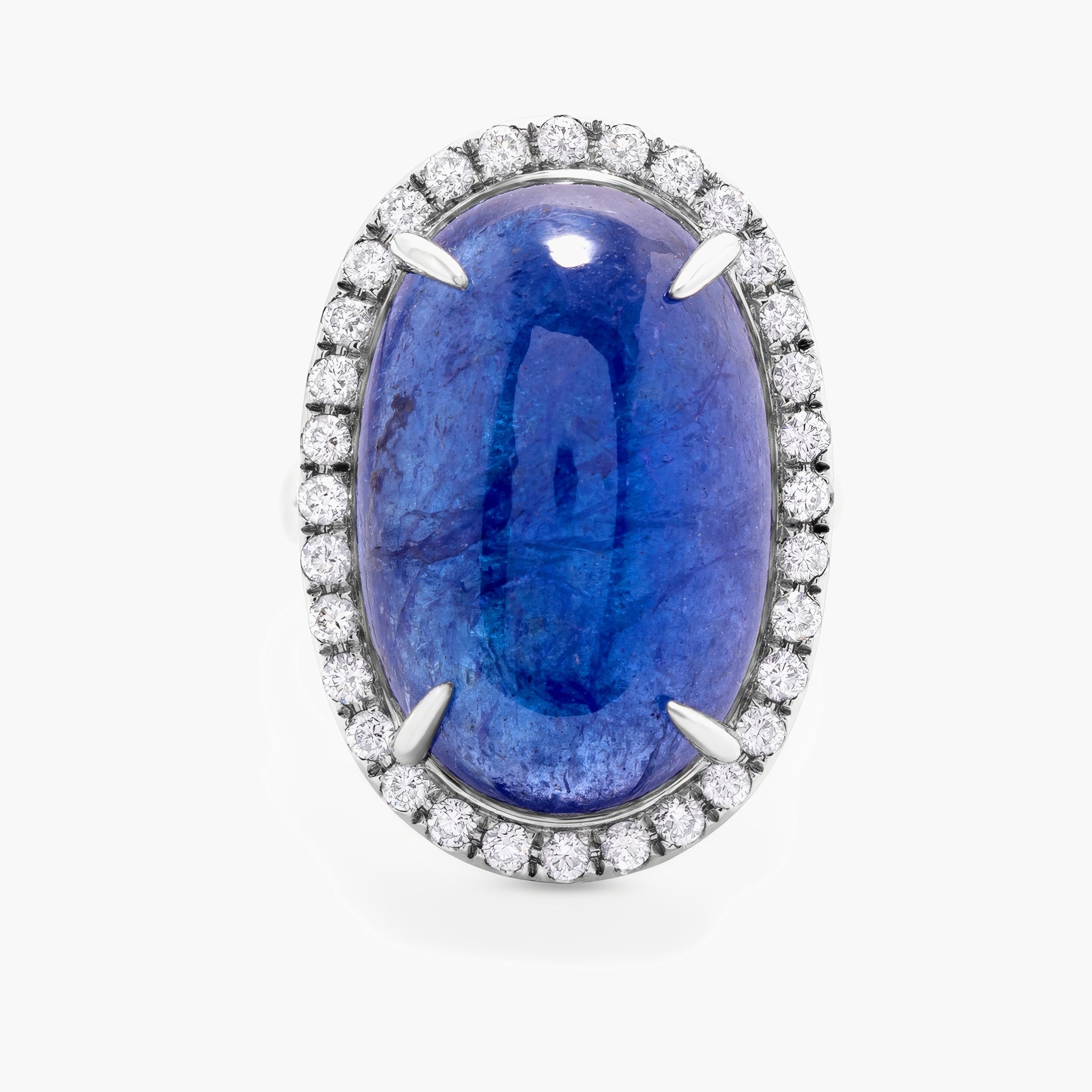 Tanzanite cabochon & diamond ring