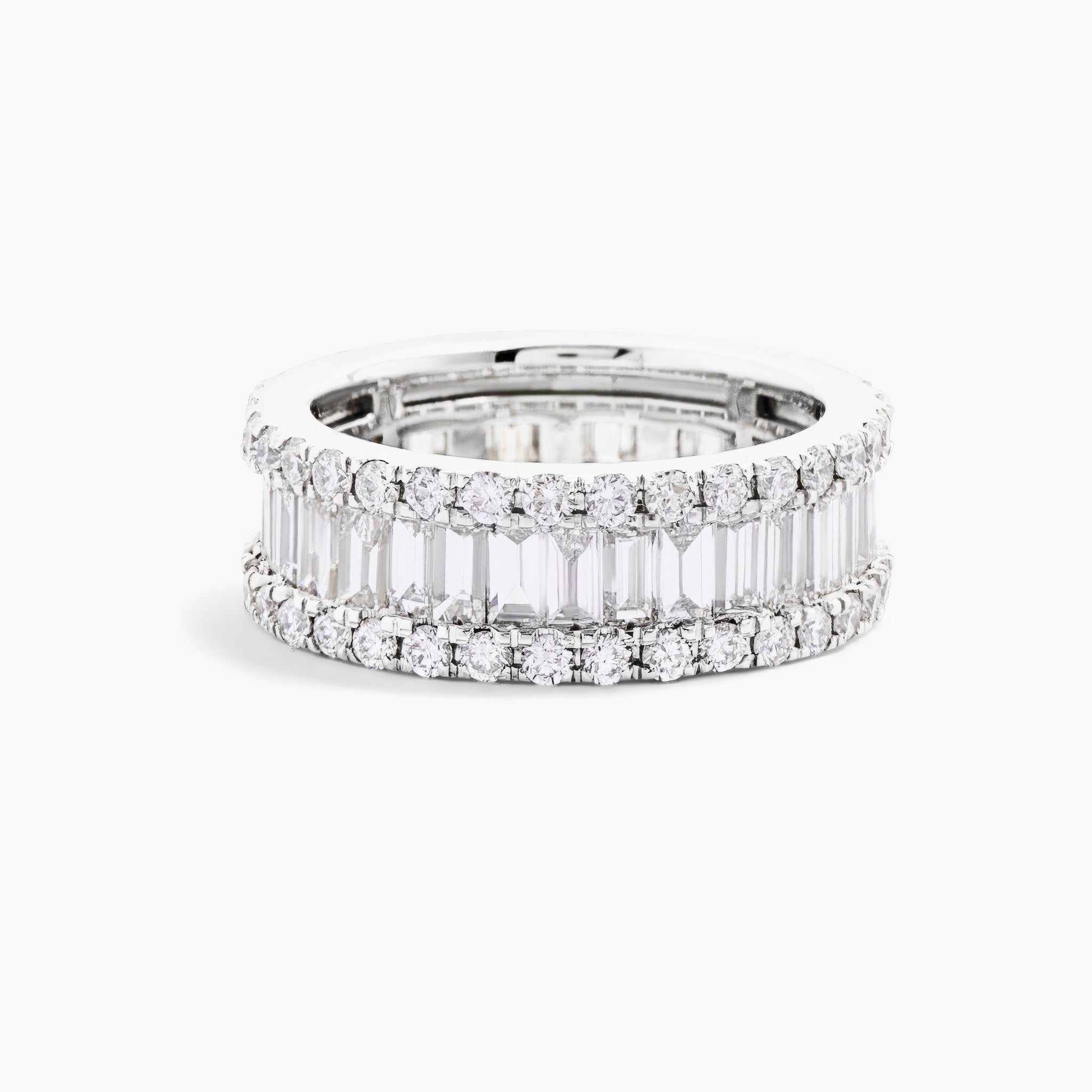 Baguette and round diamond eternity band