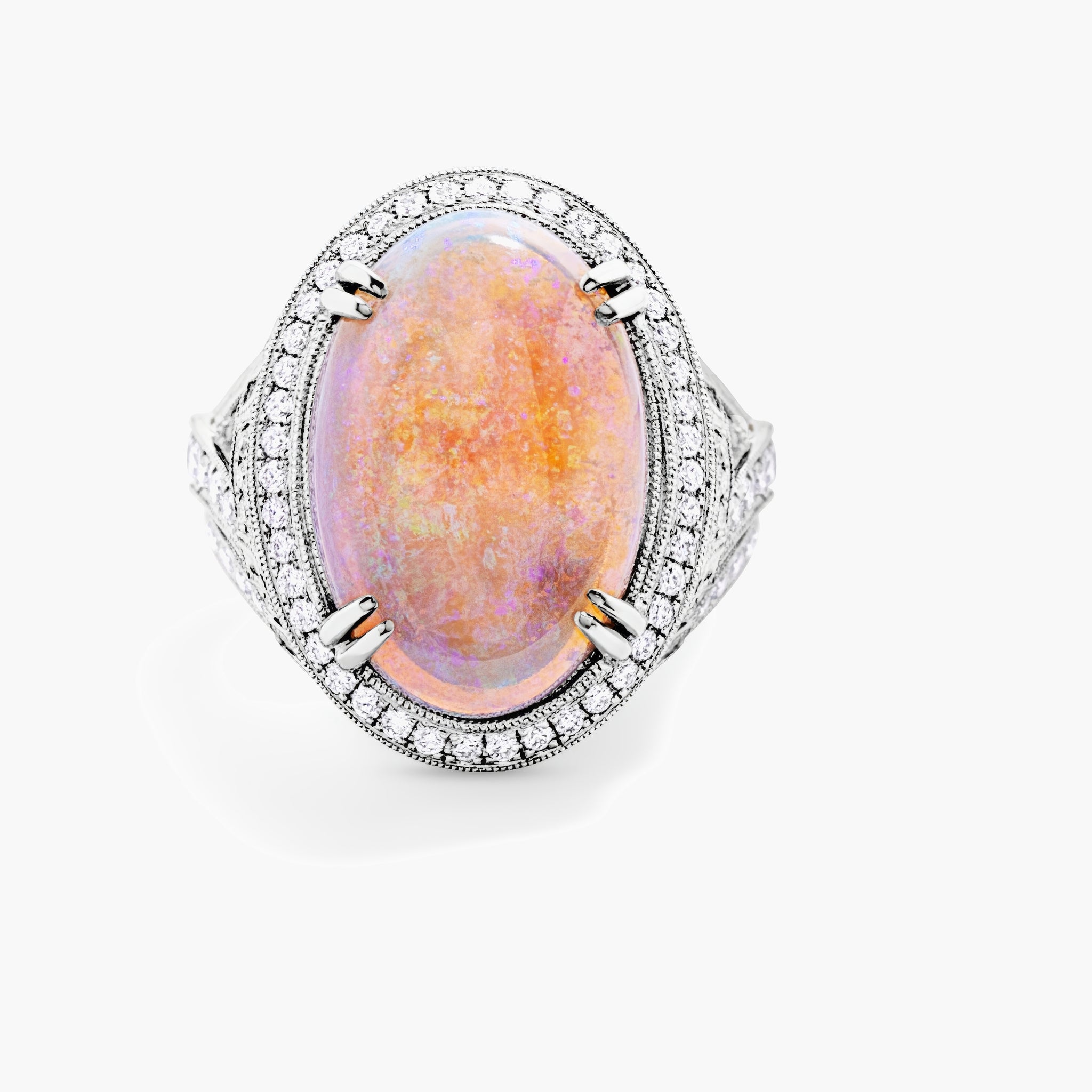 Opal and diamond ring