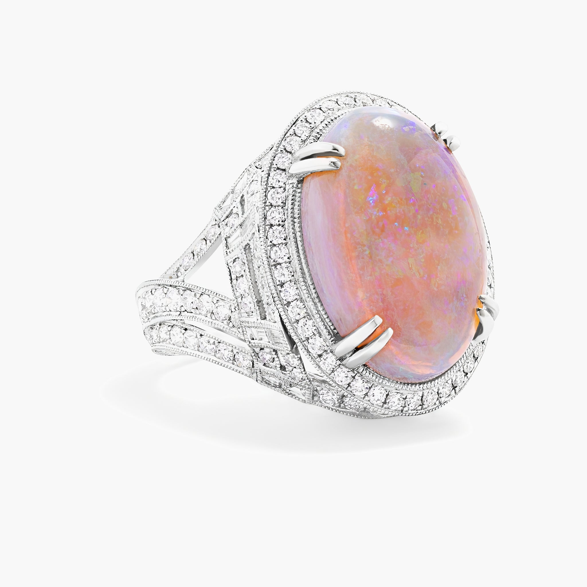 Opal and diamond ring