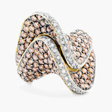 Champagne and white diamond swirl ring