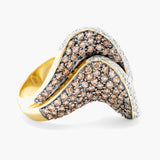 Champagne and white diamond swirl ring