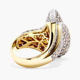 Champagne and white diamond swirl ring