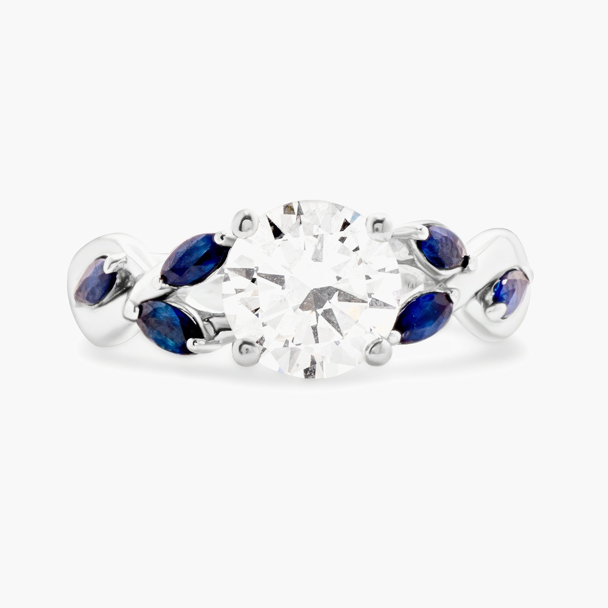Diamond engagement ring w sapphire shoulders