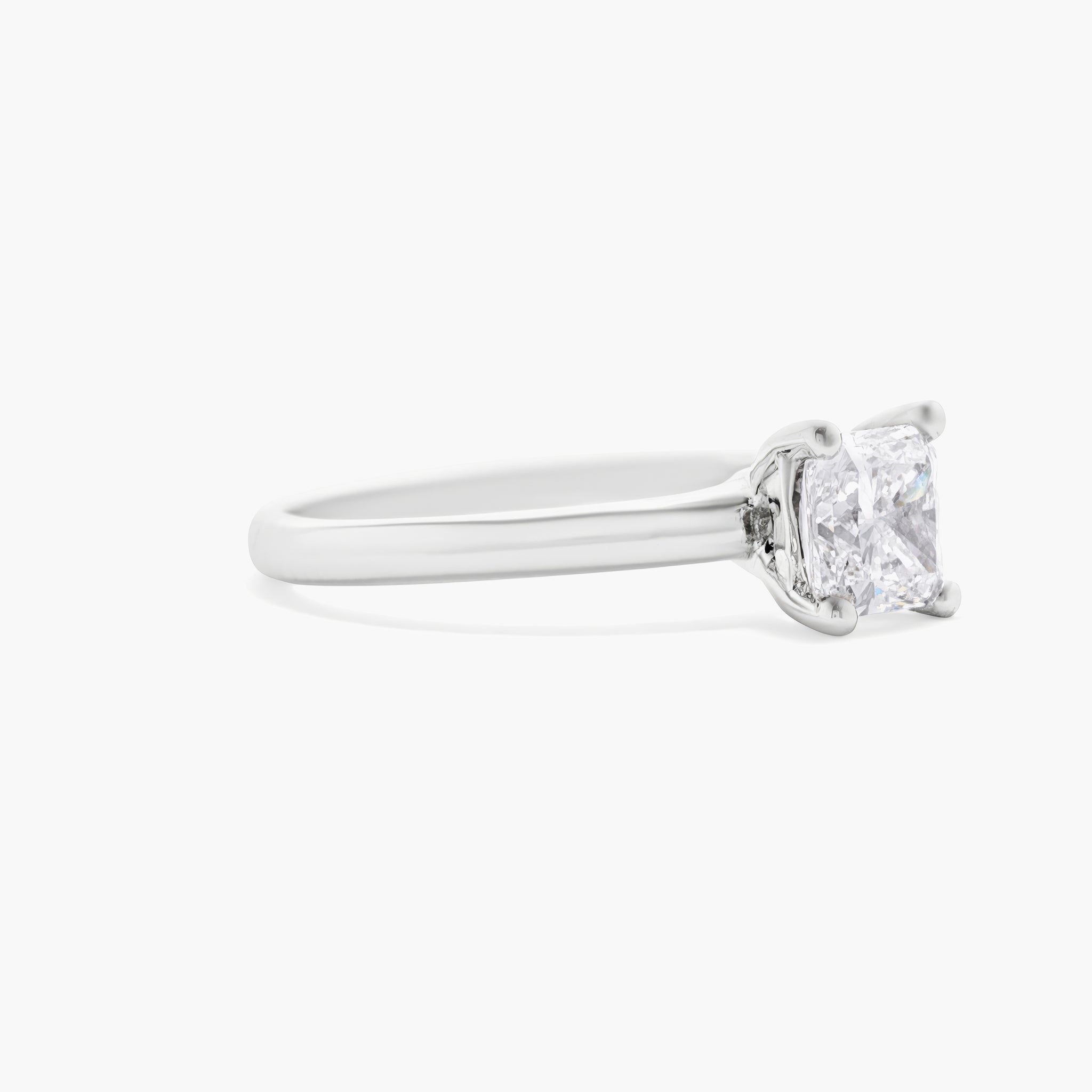 Radiant cut diamond engagement ring