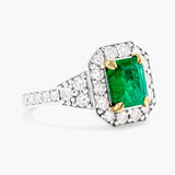 Emerald and diamond ring