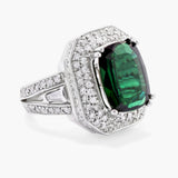 Green Tourmaline and diamond ring